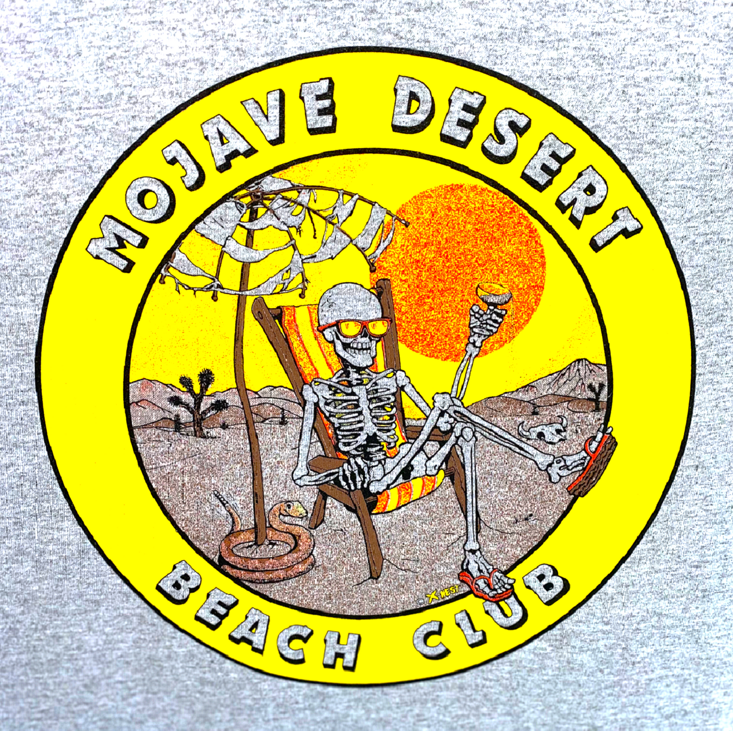 Mojave Desert Beach Club Vintage Gray Ladies Tee